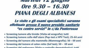 Piana degli Albanesi, esami gratis il 12 giugno. Petta: «Intesa per nuovi ambulatori specialistici»