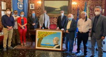 Il Maestro Madè dona quadro di don Pino Puglisi al Comune di Monreale