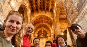 Tre pellegrine d’eccezione a Monreale, tutti pazzi per la Magna via Francigena