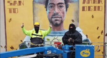 Nino Carlotta a Milano dipinge il murale di Sant’Ambrogio di Igor Scalisi Palminteri