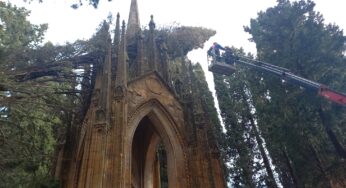 Monreale, albero cade al Cimitero e danneggia il monumento di Santa Rosalia